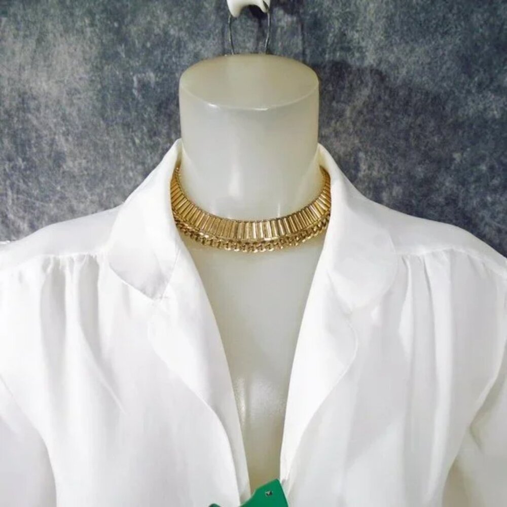 Plus Size Vintage White Blouse 80s Short Sleeve Top, 50s Style - Picture 2 of 5